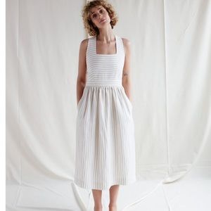 OffOn linen pink crossback dress, M cottagecore